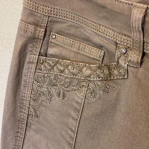 White House Black Market Tan Embellished Jeans